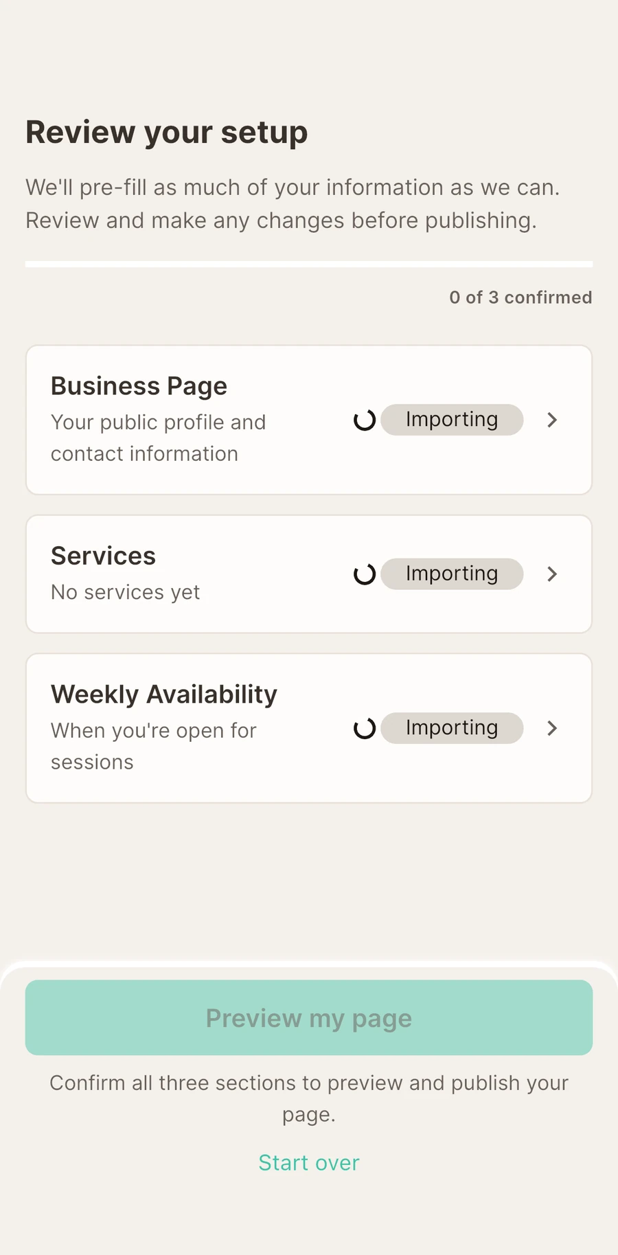 Tuned importing services and details from an existing booking page