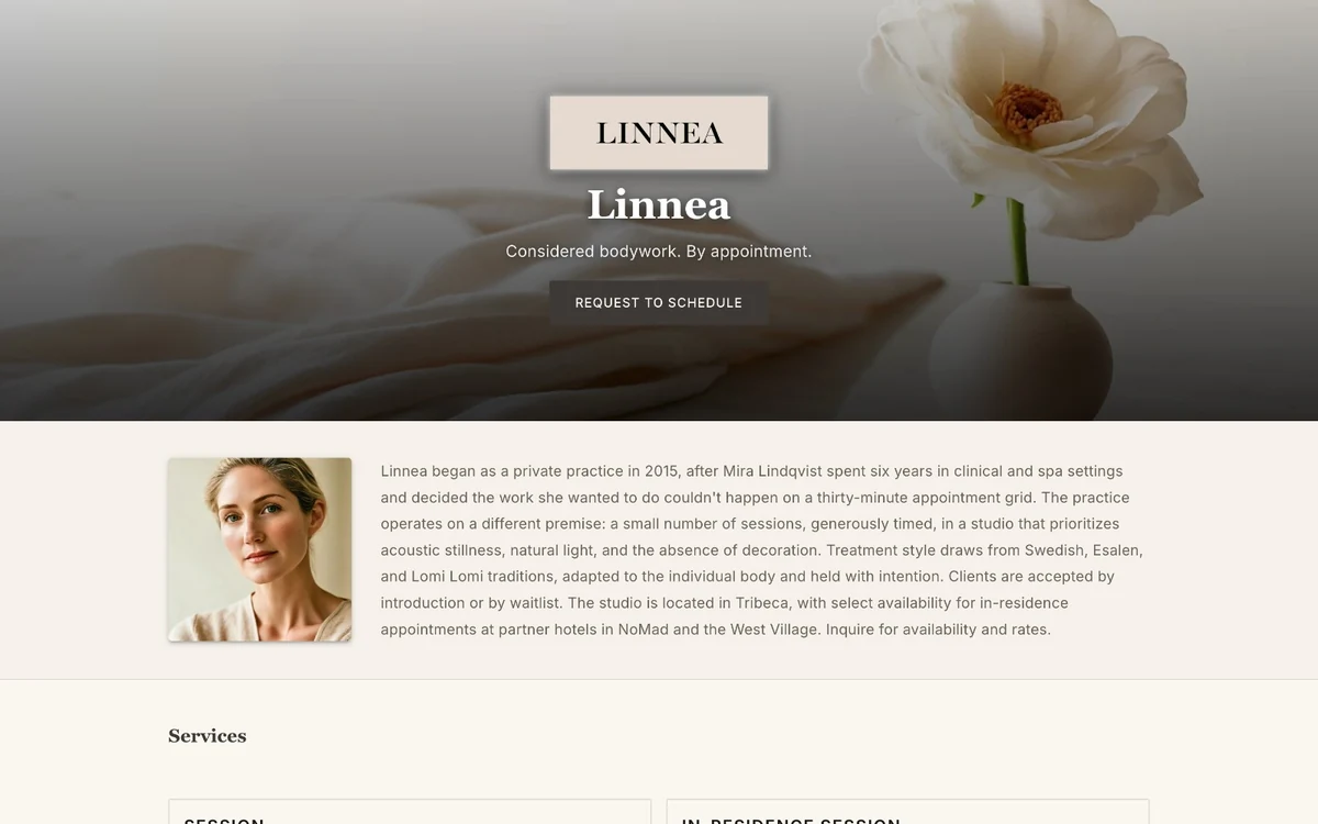 Sample Tuned Business Page in the Quiet Luxury theme