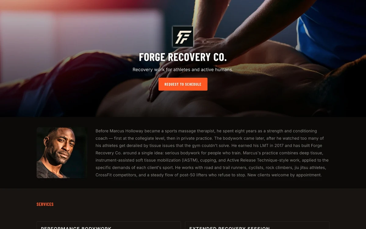 Sample Tuned Business Page in the Sports Performance theme