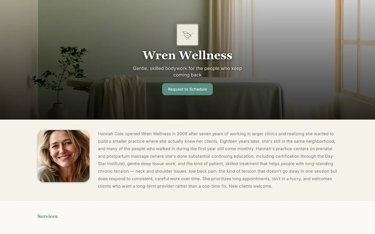 Sample Tuned Business Page in the Trusted Practice theme